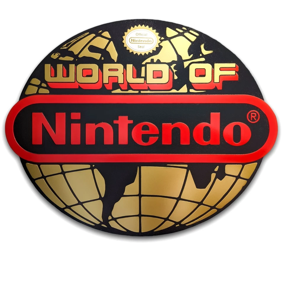 🌎 任天堂世界标志-大型雕刻木质复古游戏墙饰 — 第 3/4 张图片