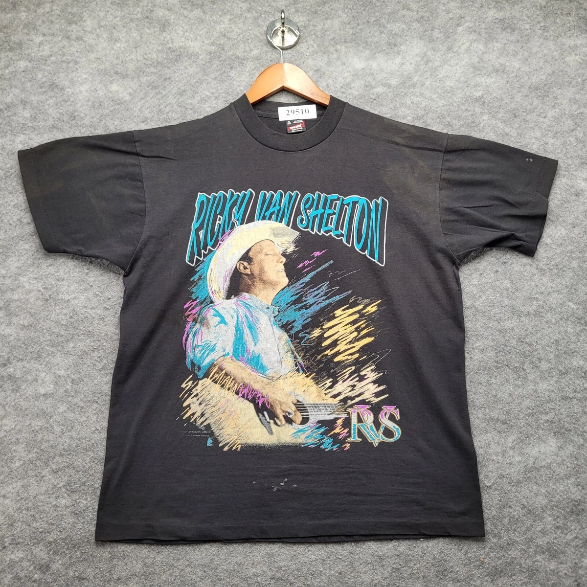 Vintage 90s Ricky Van Shelton T-Shirt XL Black Single Stitch Made In USA Tee