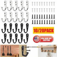 10/20PCS Hanging Metal Single Hook Clothes Hat Coat Robe Wall Door Hangers Hooks