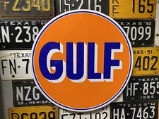 Antique Vintage Old Style Gulf Gas Oil Service Station Sign!