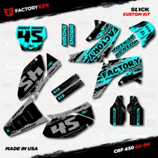Gray & Cyan Slick Racing Graphics Kit fits Honda CRF450R 02-04 Crf 450 Crf450