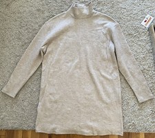 MNG by Mango beige tan long sleeve mock neck oversized tunic dress small s