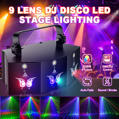 9-Eye Laser Projector RGB DMX Strobe Stage Light LED Bar DJ Disco Party Lighting