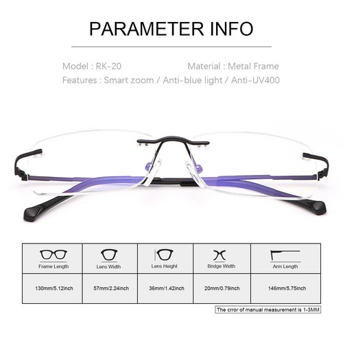 NEW Rimless Clear Bifocal Reading Glasses Anti Blue Light for Men Women +1.0~4.0 - Picture 9 of 36