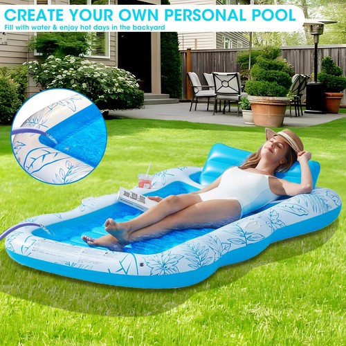 Inflatable Adult Pool Lounger Float, Sun Tanning Floats, Water Lounge, 78" x 51" - Picture 5 of 7