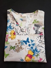 Disney Winnie the Pooh Women's Medical V-Neck Scrub Top Shirt Size XS