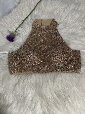 Sheri Hill Embellished Top size 2, Crop Top Golden