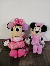 Disney Baby Minnie Mouse Crinkle Rattle Mirror Teether Stuffed Toy 12   Lot of 2