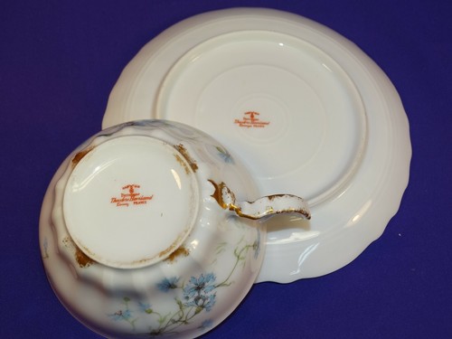 ANTICA TAZZA E PIATTINO THEODORE HAVILAND LIMOGES VUOTO 126 SCHLEIGER 1019 BLU - Foto 5 di 6