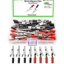 50 PCS 52 mm/2 inch Metal Alligator Clips Red+Black kit Alligator Clips Elect...