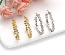 Gold Silver Star Hoop Earrings, Sku J367