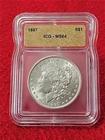 1887  MORGAN SILVER DOLLAR  ICG  MS 64                                   #T1770