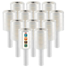12 Pack Industrial Strength Mini Hand Stretch Wrap 5" 1000 Ft Roll 80 Gauge Thi