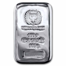 100 gram Silver Bar - Germania Mint (Serialized) 92.99 per troy oz
