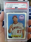 2018 TOPPS HERITAGE MIKE TROUT CHROME REFRACTOR /569 PSA 10 GEM MINT #275
