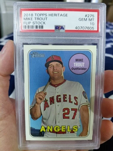 2018 TOPPS HERITAGE MIKE TROUT CHROME REFRACTOR /569 PSA 10 GEM MINT #275