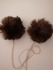 2 neue braune Kaninchenfell Bommeln, Pompom, z.B.: für Mützen, ca. 3,5 cm groß 