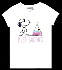 SNOOPY M 40 42 T- SHIRT WEIß PEANUTS WOODSTOCK SEGELBOOT BEST FRIENDS DAMEN