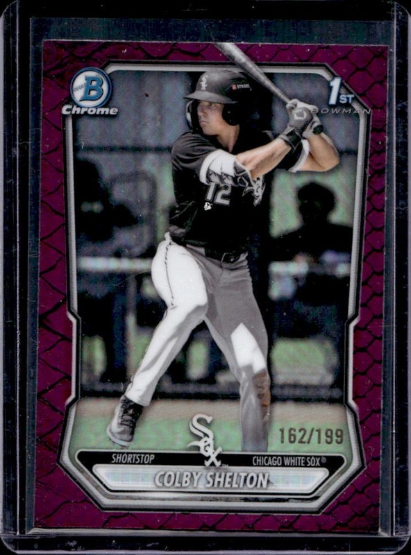 2026 Bowman Colby Shelton Chrome Reptilian Fuchsia Refractor 1st #/199 White Sox