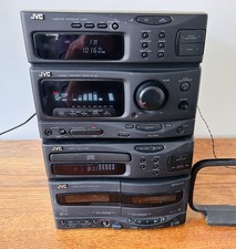 JVC CA-S50 Hi-Fi Stereo System & Remote Control CD Double Tape Radio Working