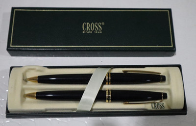 Cross Radiance Ballpoint Pen & Pencil Set Black & Gold In Box