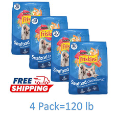 4 Pack Friskies Seafood Sensations Salmon Tuna  Shrimp Dry Cat Food, 120-lb bag