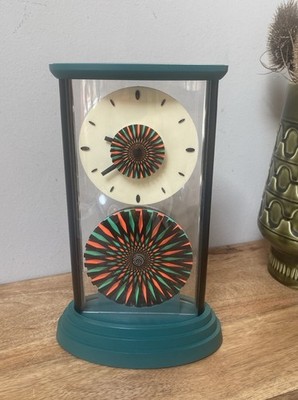 Vintage Lyon Design Kinetic Motion Clock Postmodern Optical Art 80s Psychedelic Rare