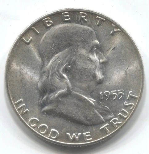 1955- FRANKLIN HALF DOLLAR-90% SILVER- LOT # 326- LOW MINTAGE -GOOD DATE