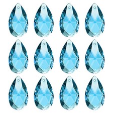 K9 Crystal Pendants Teardrop Beads, 12 Pack 28mm Chandelier, Grass Green