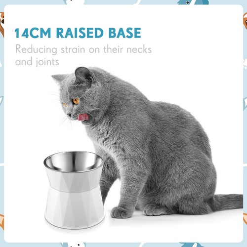 2 Pcs Elevated Cat Bowls Adjustable Raised Cat Feeder Non Slip Food Water wit... - Picture 3 of 6