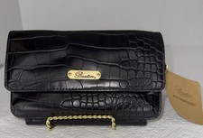 NWT Button Black Faux Croc Mini Crossbody