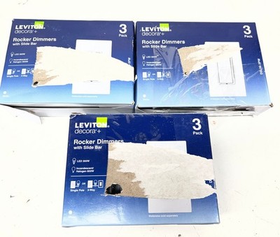 Leviton Decora 600W Single-Pole/3-Way Universal Rocker Slide Dimmer, White 9Pk