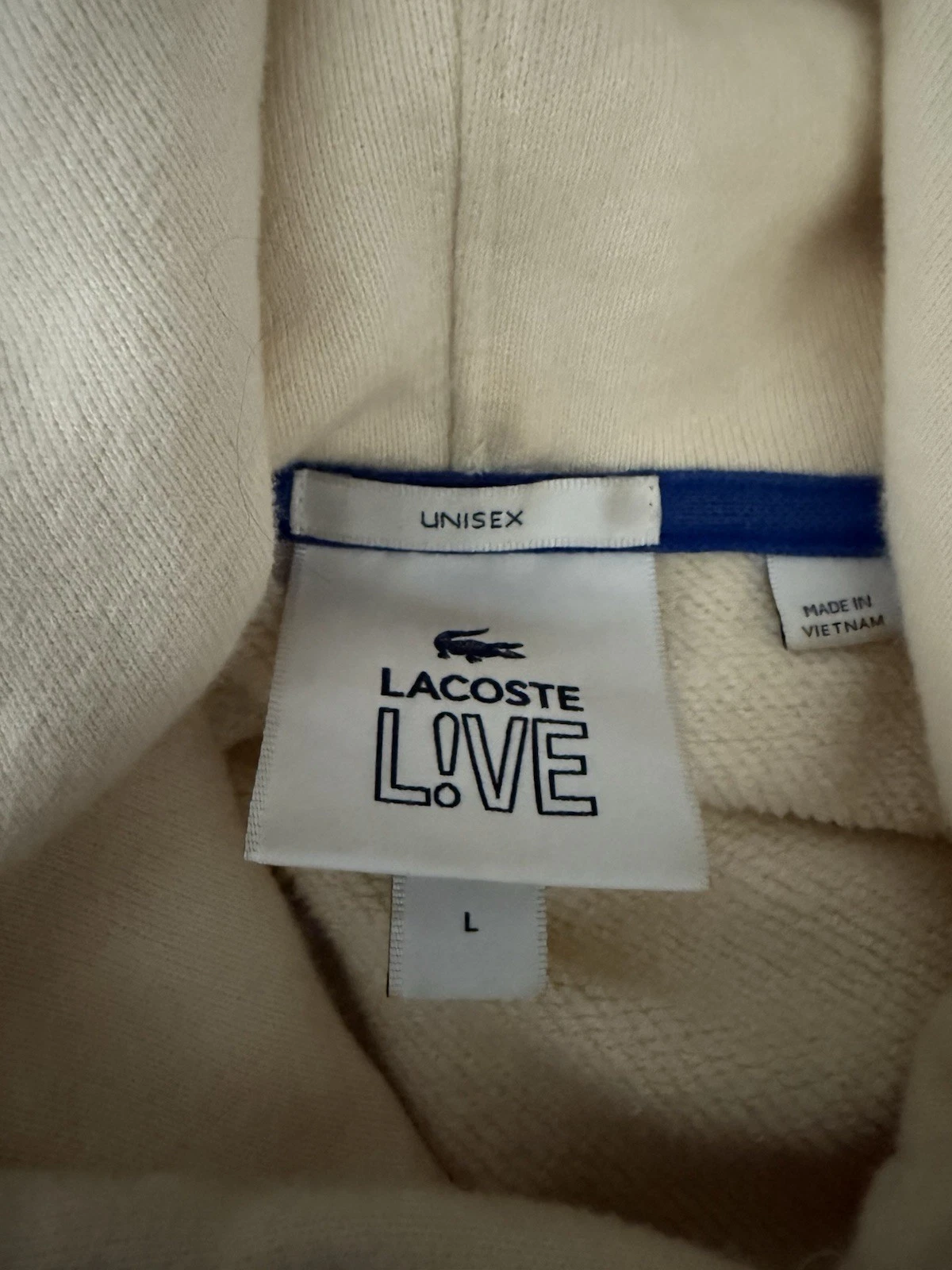 OFF WHITE Felpa Lacoste Live Monogram Unisex Taglia Large Wimbledon Off White