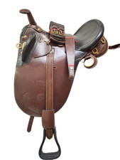 15" Australian Stock Horse Tack Leather Saddle With Tooling Carving For Horse.