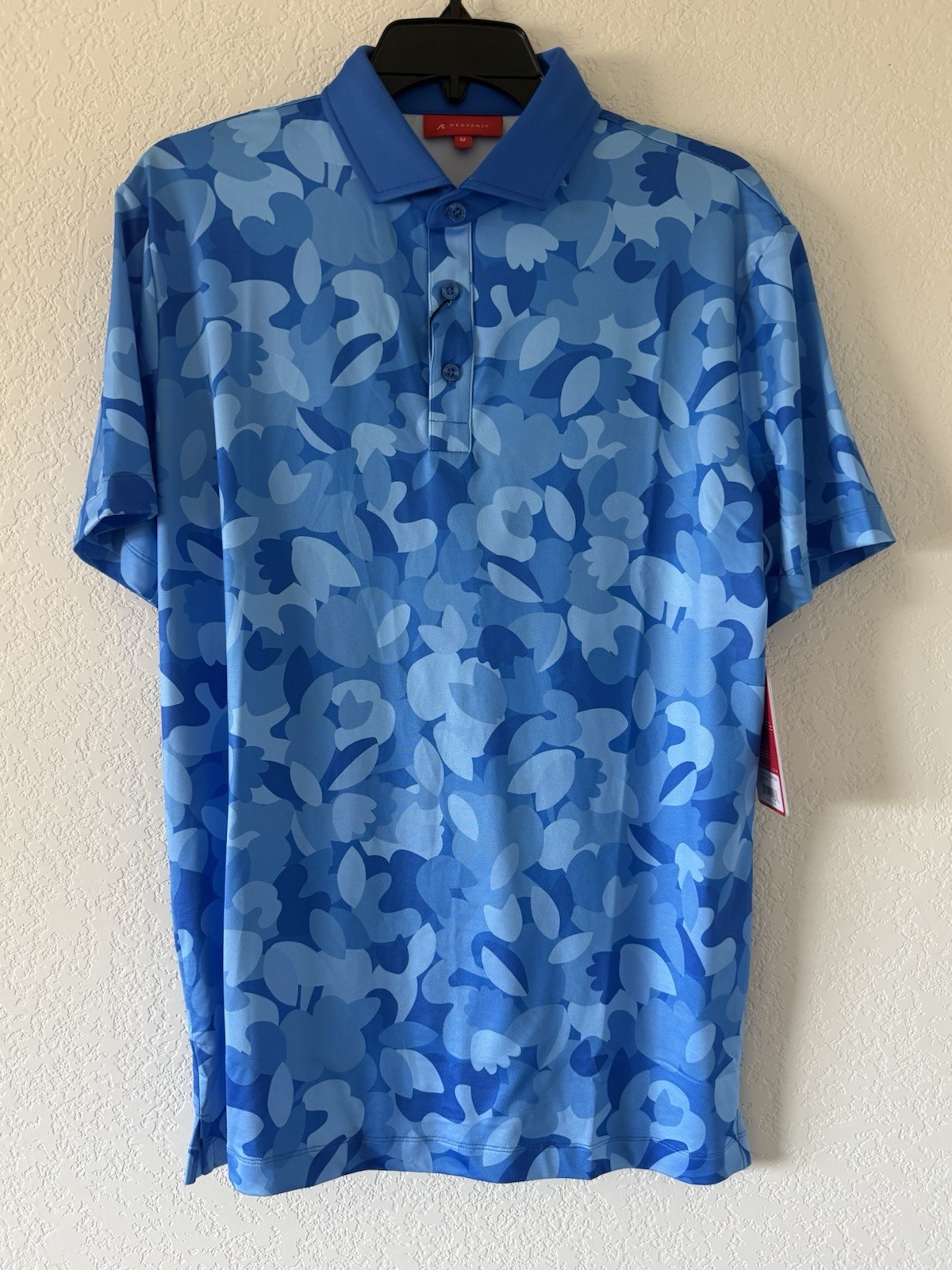 Redvanly Golf Fleurs Polo Shirt Men’s Size Medium Marine Blue NWT $110