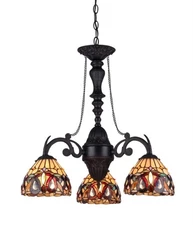 Chloe Lighting Serenity Tiffany-Style 3 Light Victorian Mini Chandelier 20.5`` W