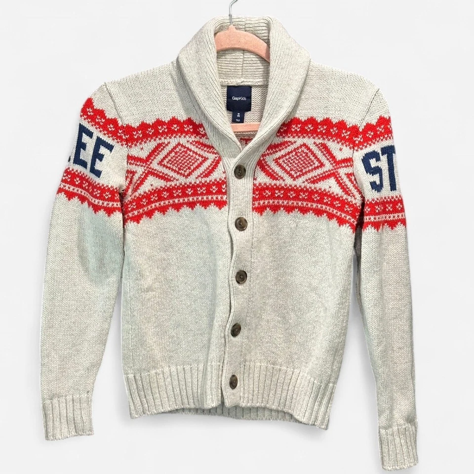 Cárdigan Gap Kids Estilo Libre Cuello Chal Isla Justa Abuelo Niños Talla Mediana/8 Foto 2 de 4