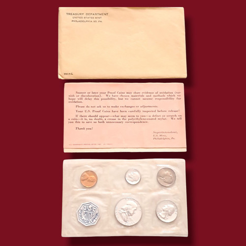 1961 US Mint Proof Set 90% Silver 5-Coins Franklin OGP Cello Flat Pack! - Picture 1 of 6