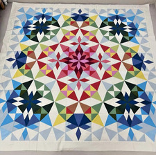 Handmade Rainbow Alaska Cotton Fabric Queen Size Patchwork quilt top/topper