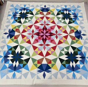 Handmade Rainbow Alaska Cotton Fabric Queen Size Patchwork quilt top/topper