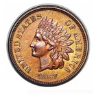 1867 Indian Head Cent Penny *Scarce This Nice* Mint Luster, Rainbow Toner