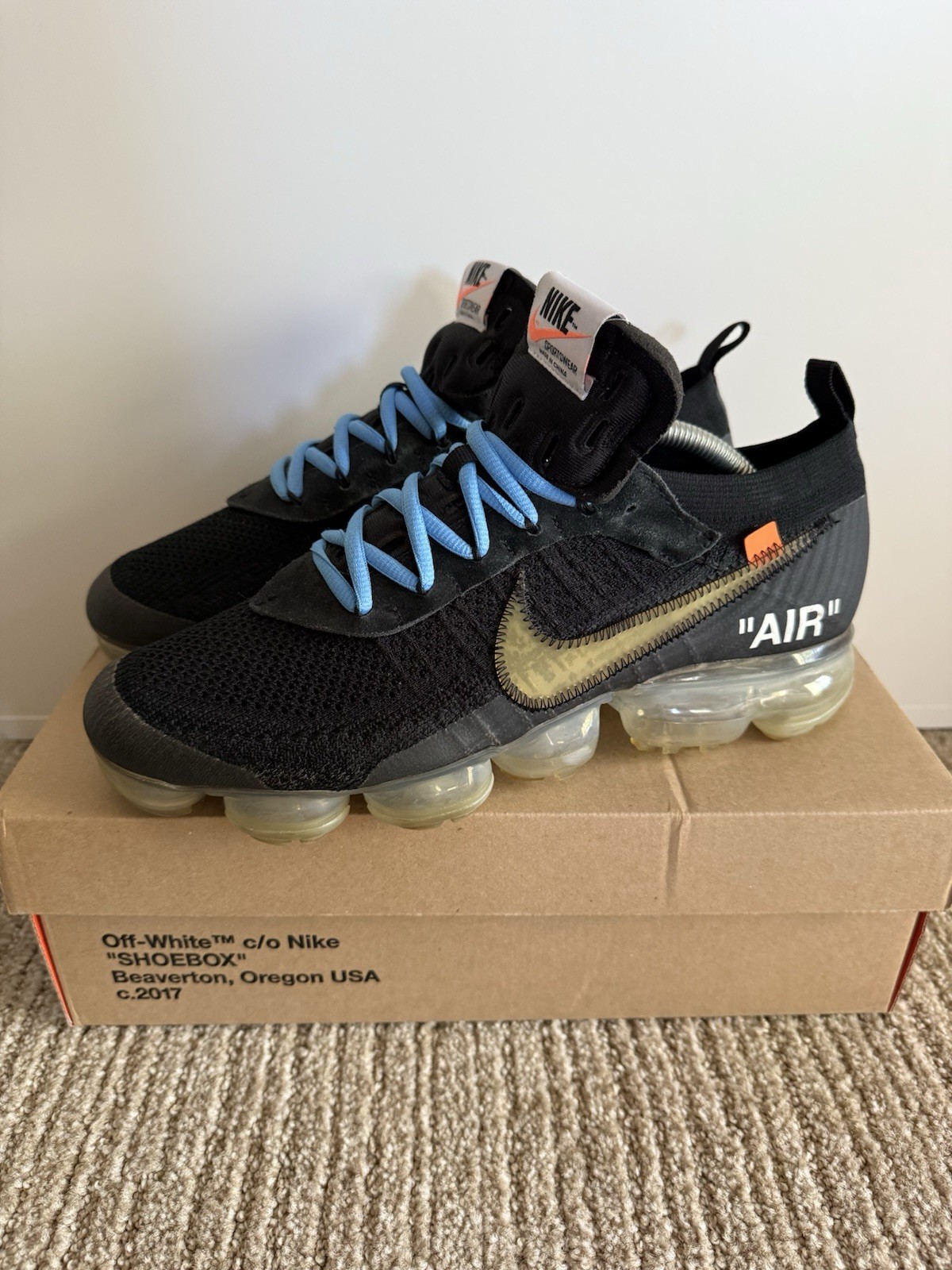 OFF WHITE X NIKE Off White x Nike Air VaporMax Part 2 Black 2018 Uomo taglia 9 5 AA3831 002