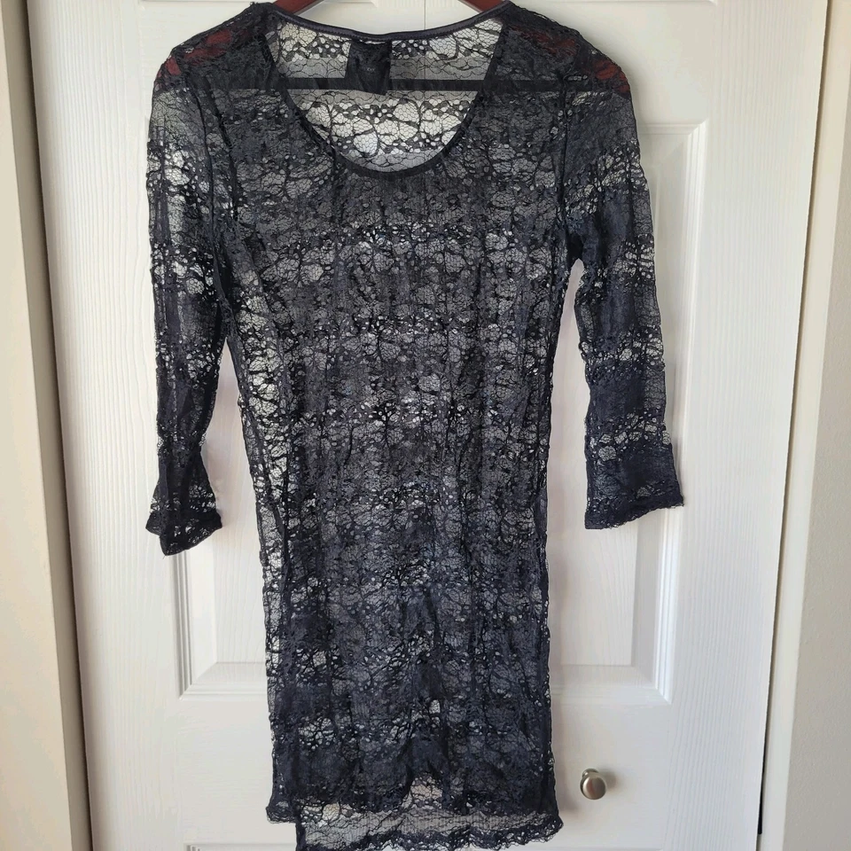 Harley-Davidson Women’s Sheer Lace Tunic/Dress Skull Graphic Black Pink Blue - Image 3 of 4
