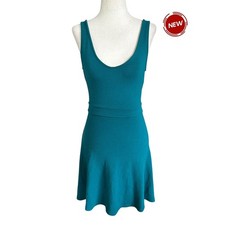 Forever 21 Teal Stretch Open Back A-Line Mini Dress Women's Size Small NWT 15-28