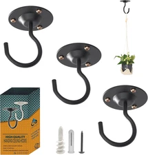 Ceiling Hooks for Hanging Plants 3 Pack - Plant Hanger Indoor Hanging Hooks Meta