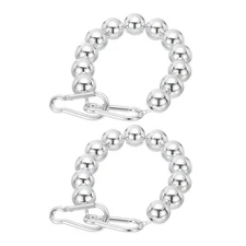 2 Pcs Flagpole Retainer Ring, 12 Beaded Mount Ring Accessories, Silver Tone