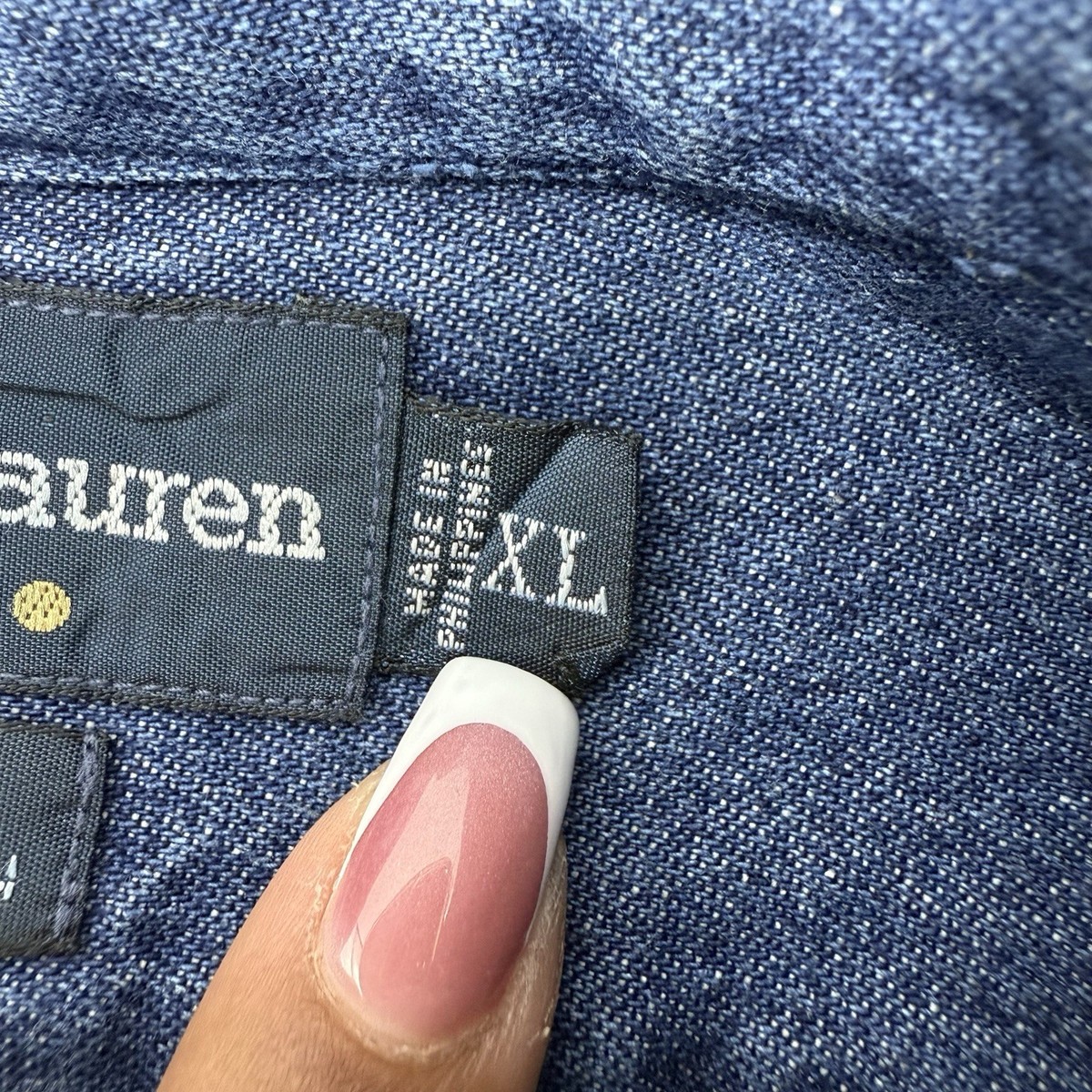トップス 90s Polo Ralph Lauren BLAIRE BD Denim XL Vintage