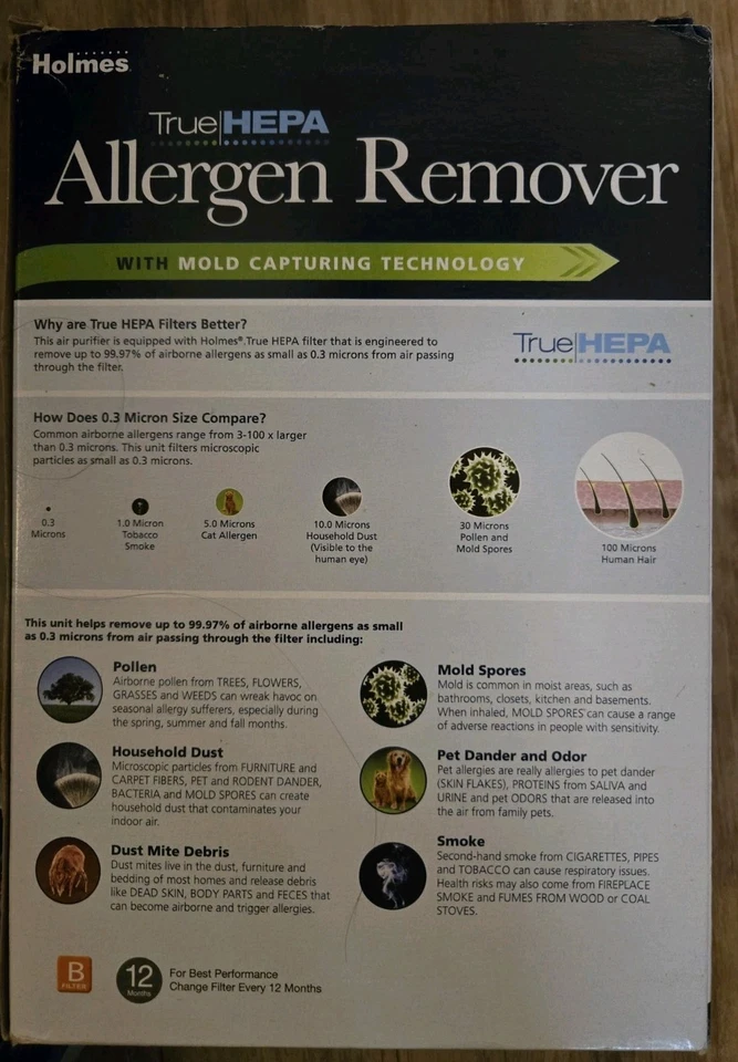 Filtro de substituição Holmes HAPF600DM-U2 verdadeiro HEPA - Pacote com 2 novo na caixa - Imagem 3 de 3