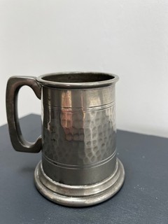 Vintage Half Pint Pewtar Tankard with Glass Bottom made in Sheffield