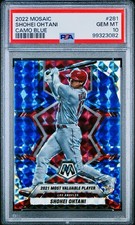 SHOHEI OHTANI 2022 Panini Mosaic Camo Blue Prizm Angels #281 PSA 10